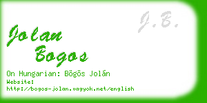 jolan bogos business card